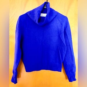 Vintage 70s Robert Scott Cobalt Blue Wool Angora Turtleneck Sweater
